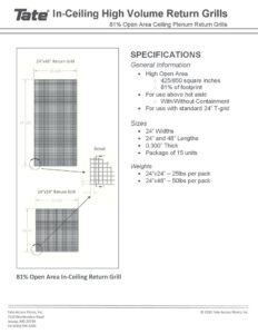 thumbnail of Tate High Volume Return Grills Submittal