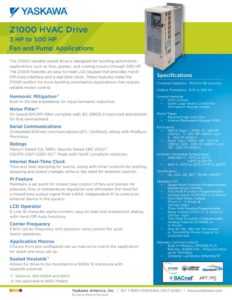 thumbnail of Yaskawa Z1000 HVAC flyer Pumps and Fans