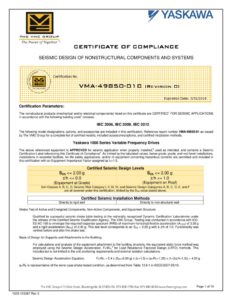 thumbnail of Yaskawa Z1000 Seismic Certificate of Compliance 3-6-15